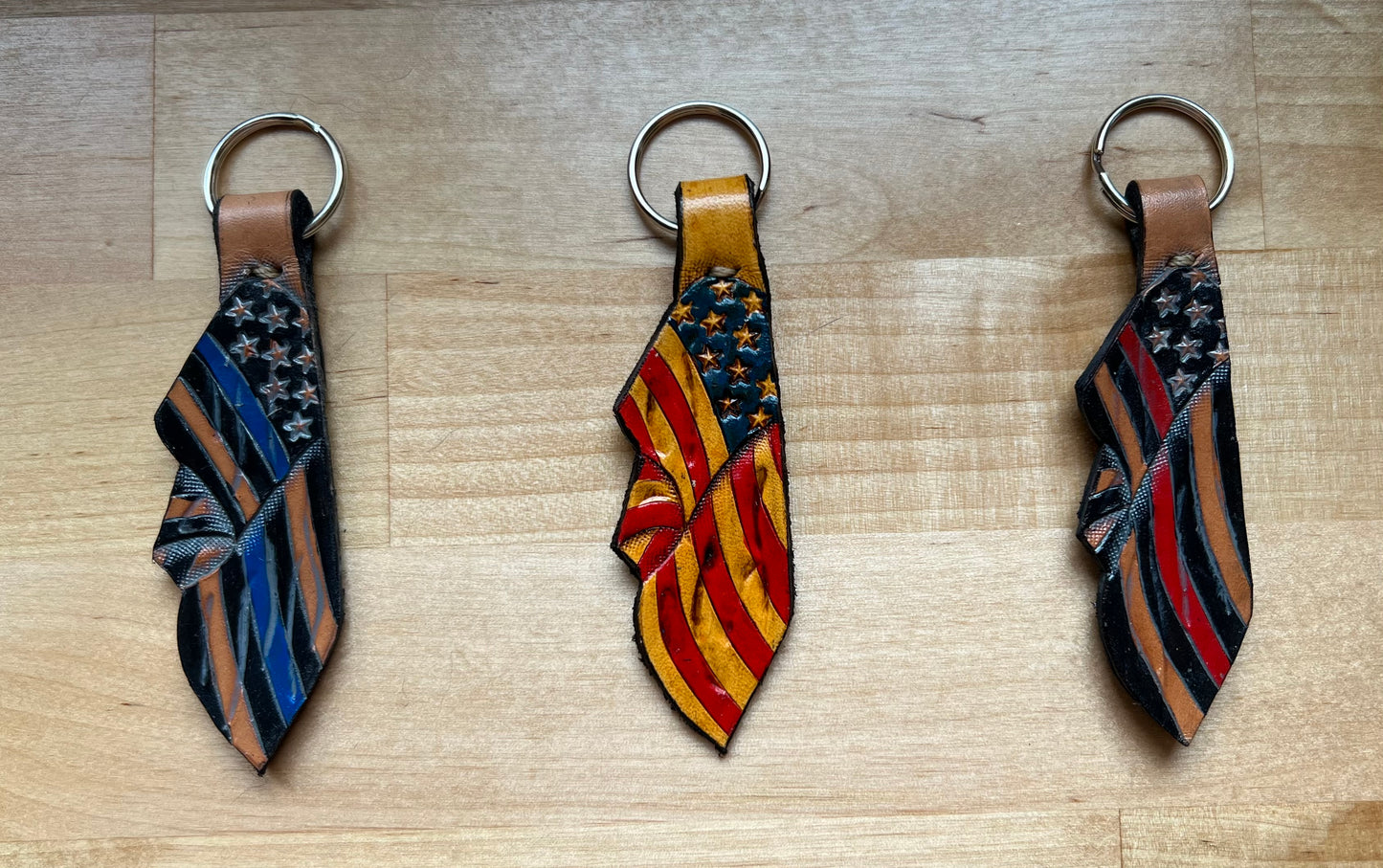 Draped Flag Leather Key Chains