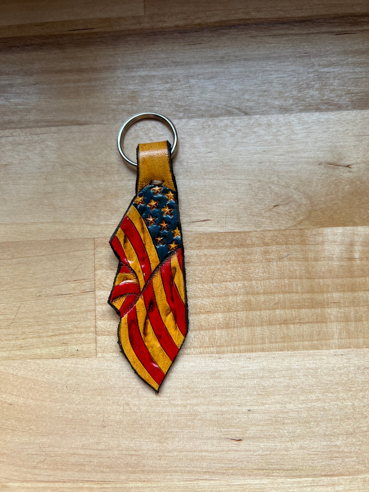 Draped Flag Leather Key Chains